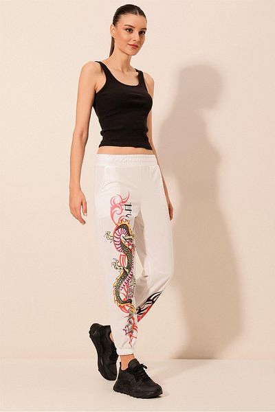 Bigdart 55437 Patterned Sweatpants - White