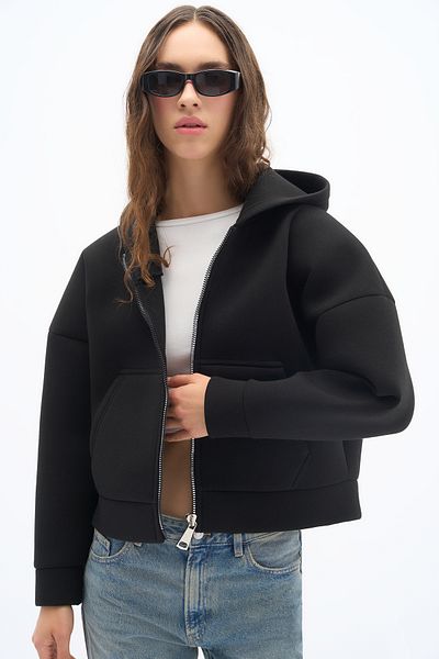 Wear Three Points Surge Jacket - Oversize Fit Scuba Fabric Zip Hooded Windproof Jacket