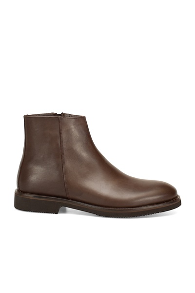 Alba Kahve Hakiki Deri Fermuarlı Erkek Bot