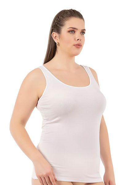 ÖZKAN underwear Özkan 25922 Women's Viscose Flexible Soft Thick Strap Round Neck Large Size Knitted Tank Top