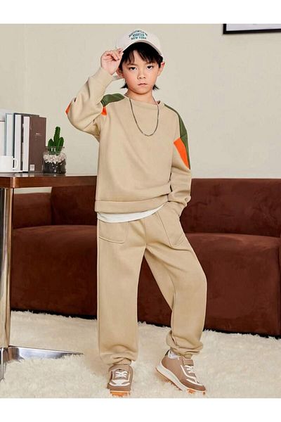 Keywest Children's Unprinted Oversize Piece Sweatshirt Tracksuit Set