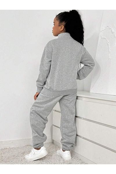 Keywest Children's Oversize Stand Collar Half Zipper Sweatshirt Tracksuit Set