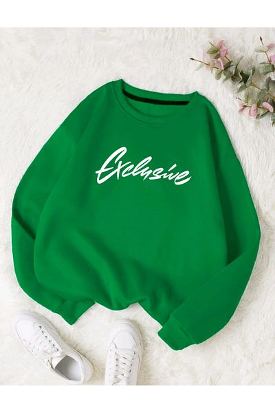FAVORİST Αποκλειστική στάμπα Oversize φούτερ με λαιμόκοψη