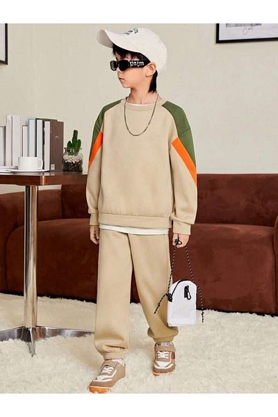 Keywest Children's Unprinted Oversize Piece Sweatshirt Tracksuit Set