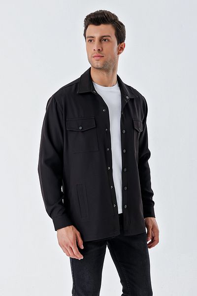 Bigdart Ανδρικό πουκάμισο Oversize 20193 - Μαύρο