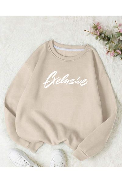 FAVORİST Αποκλειστική στάμπα Oversize φούτερ με λαιμόκοψη