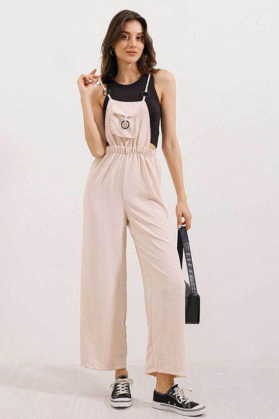Bigdart 7023 Strappy Gardener Jumpsuit - Beige