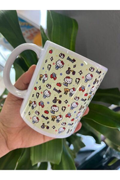 EyER Shoping Özel Anime Hello Kitty Kawaii Hediyelik Kulplu Kupa Bardak