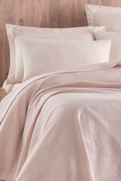 Enlora Home Plain Düz Renk Pike Örtü Çift Kişilik Cappuccino