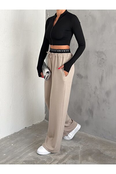 winmoda BAXER Waist Sweatpants - Φαρδύ πόδι / Ελαστική παραμορφωμένη λεπτομέρεια Trackpot