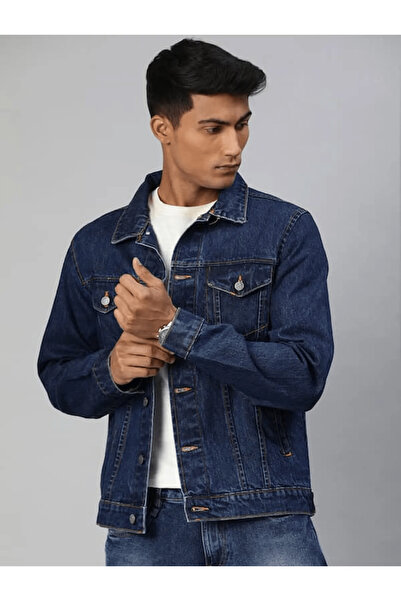 Cuqq Denim Ανδρικό τζιν μπουφάν Navy Blue Slim Fit