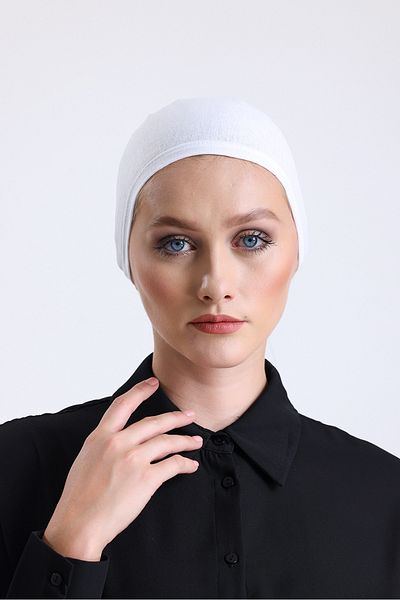 T Crazy Χτενισμένο βαμβακερό καπό Hijab - Επίπεδο, δεμένο και δεμένο εσωτερικό καπό με λεπτομέρεια ραφής