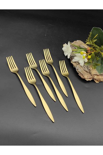 BRONDOFF Carmen Matte Gold 6 Pieces Dessert Forks