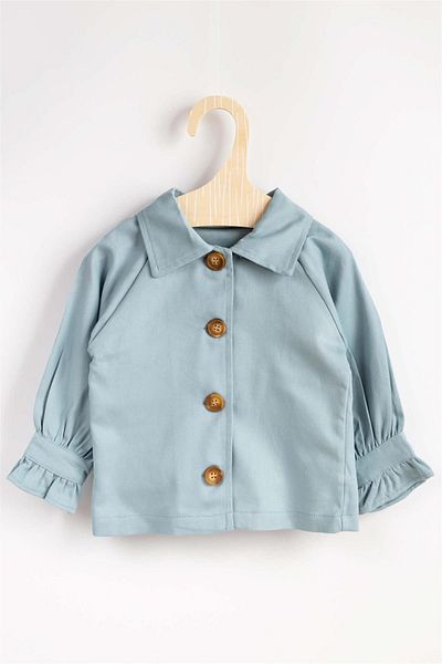 Le Mabelle Mint Girl's Trench Coat with Tulle Back Detail - Maggie