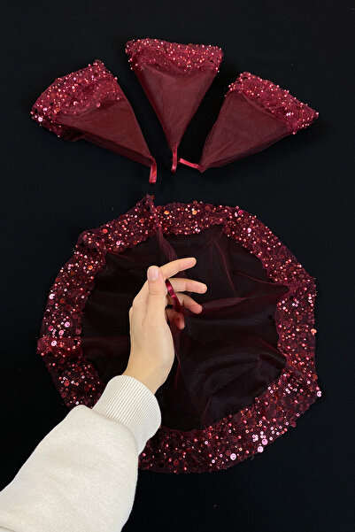 ZEYMERADE Bordo Gelin Damat Mendili, Geniş Pullu Ve Incili, Düğün Halay Nedime Söz Nişan Kına Sünnet Mendil