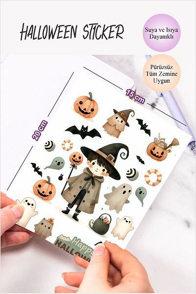 Piksel Grafik Αυτοκόλλητο Bohemian Halloween Leaf - Αυτοκόλλητο Boy με αυτοκόλλητο σημειωματάριου