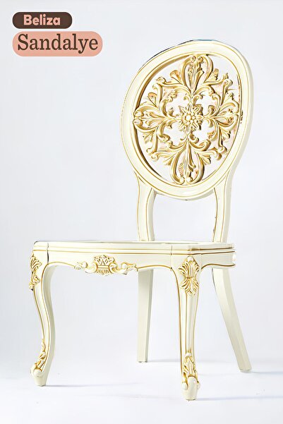 Badem10 Beliza Sandalye Sert Plastik Krem Altın Gold Koltuk Bahçe Balkon Mutfak Yemek Masası Sandalyesi