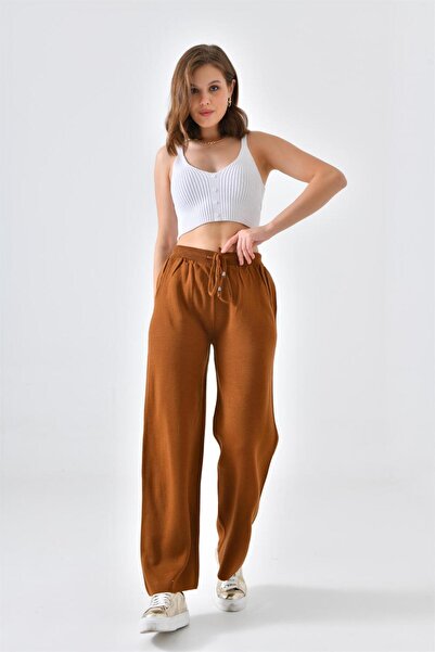 FTZ WOMEN Kadın Triko Pantolon Taba 20078