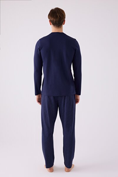 Arnetta Erkek Çizgili Üç Düğmeli Uzun Kol Pijama Takımı (Baba-Oğul Kombin Yapılabilir)