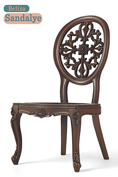 Badem10 Beliza Sandalye Sert Plastik Ahşap Koltuk Bahçe Balkon Mutfak Yemek Masası Sandalyesi Kahverengi