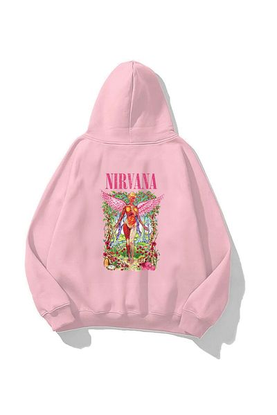 The Champ Clothing Φούτερ με κουκούλα Fleece Inside Pink Nirvana Printed Pink Unisex Hoodie φούτερ