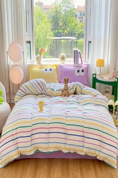 Eponj Home Double Easy-Ironing Duvet Cover Set - Yellow and Lilac