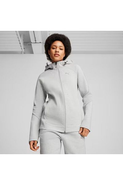 Puma Γυναικείο φούτερ με κουκούλα με φερμουάρ Evostripe σε γκρι χρώμα 681670 -04