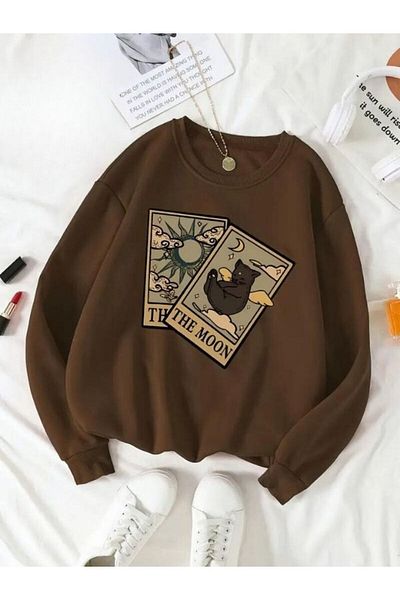 Hunors Sportswear & Company Hanorac oversize unisex cu imprimeu The Moon cu decolteu triplu