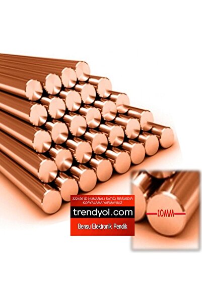 BAKIRSAN 10mm Bakır Çubuk 10cm 10mm Saf Bakır Çubuk 10 Cm Topraklama Bakırı