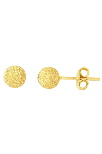 Bilezikci 14 Ayar Sarı Altın Kumlu Top Küpe 6 mm.