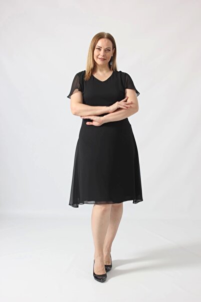 Moda Berray Siyah Şifon Elbise