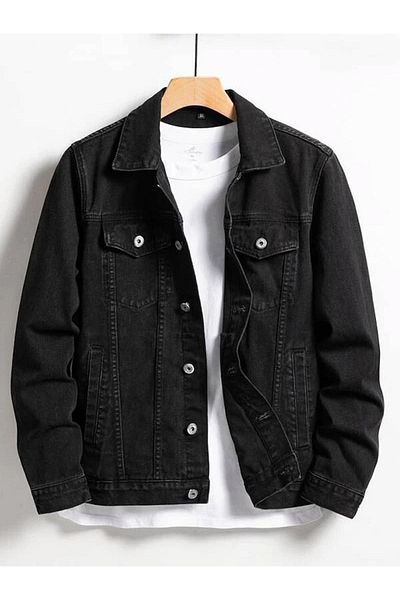 Cuqq Denim Мъжко черно дънково яке с тесен крой