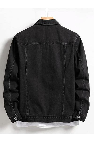 Cuqq Denim Мъжко черно дънково яке с тесен крой