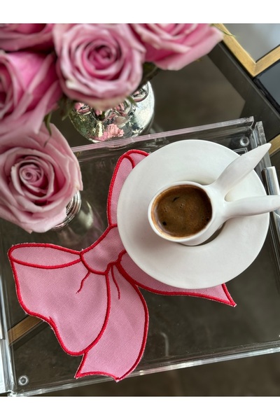 Matis Home Line قاعدة أكواب حمراء مكونة من قطعتين مع فيونكة