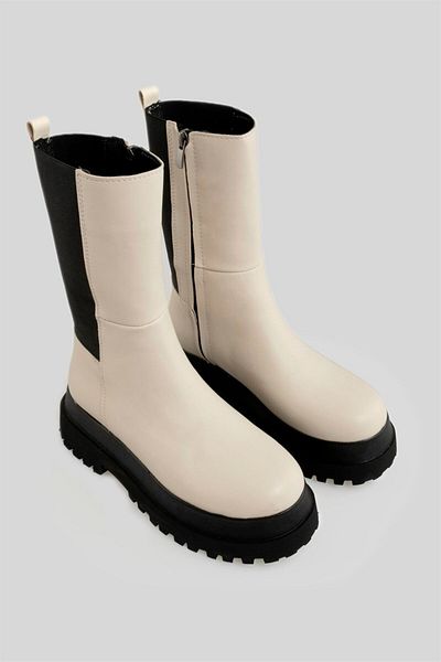 sovrana Rubber Detailed Boots Beige
