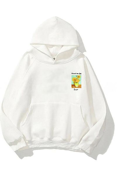 The Champ Clothing Φούτερ με κουκούλα Fleece Vincent Van Gogh με στάμπα λευκό Unisex φούτερ με κουκούλα