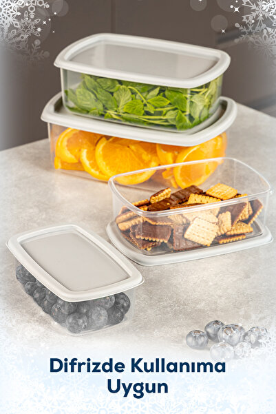 Evlinya Set of 4 Airtight Storage Containers Grey 1X(250-500-750-1200 ml)