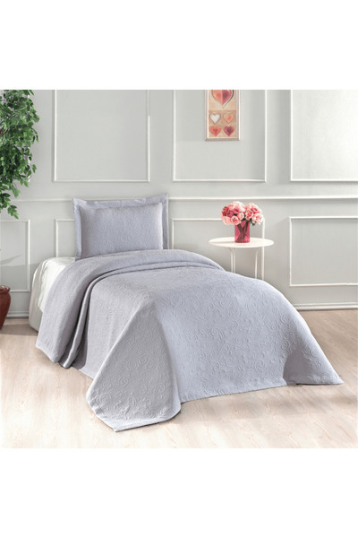 Solinas Collection Soldi Fiori Gri Tek Kişilik Yatak Örtüsü