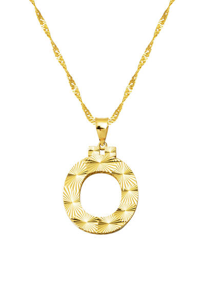 Bilezikci 14 Ayar Altın 3 Boyutlu İşlemeli Ö Harfi Kolye