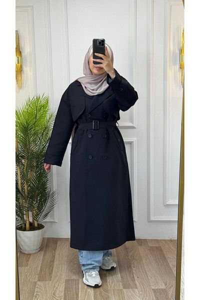 Tebrikler tekstil A Female with Hijab and Stylish Winter Seasons Trench Coat New Season and Model G1314