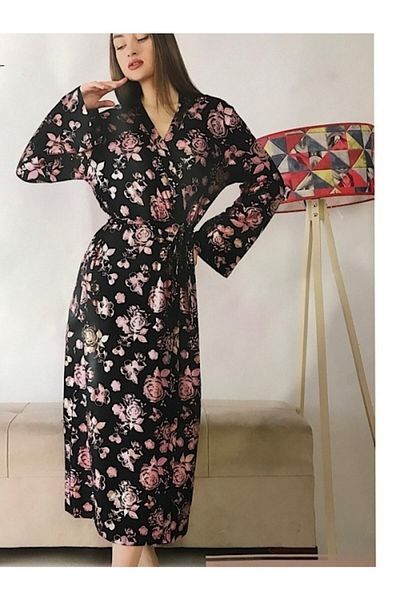 Tuba 365- Women's Dressing Gown with Black Roses