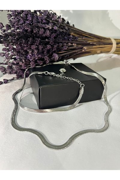 stainles steel Italian Cut Steel Silver Color Unisex Stylish for Use Necklace Bracelet Set Model