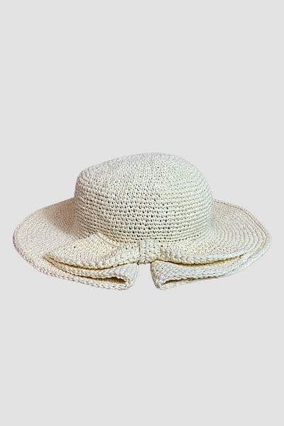 Uretti Sabriye 2438 - Cream Raffia Rope Bow Handmade Hat