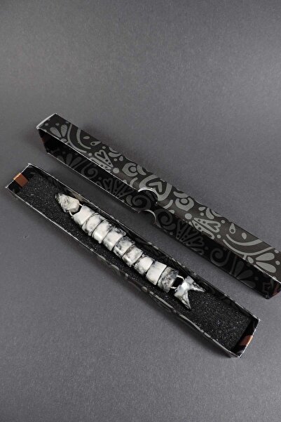 TESBİHKENTİ Siyah ve Beyaz Dalgalı Renk Stres İçin Balık Tesbih