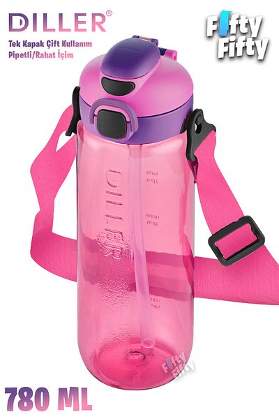 DILLER 780 ml Single Lid Double Use Tritan Water Bottle With/Without Straw Strap-D68Dillertritan780