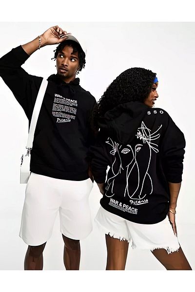 The Champ Clothing Φούτερ με κουκούλα Polar War & Peace με στάμπα μαύρου Unisex με κουκούλα