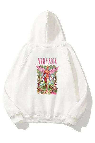 The Champ Clothing Φούτερ με κουκούλα Fleece Pink Nirvana με στάμπα λευκό Unisex με κουκούλα