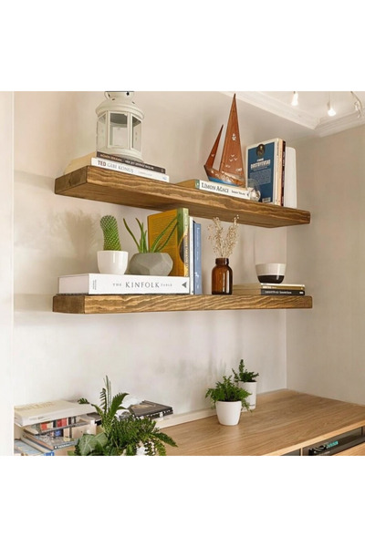 Şeker Marangoz Ebru Şeker Ahşap Dekor Raf 90 Cm 2'li