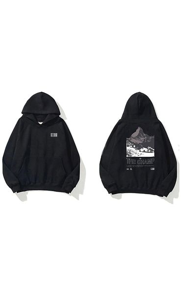 The Champ Clothing Unisex Μαύρο φούτερ με κουκούλα - Φούτερ με κουκούλα, Polar Champ Mountain Printed
