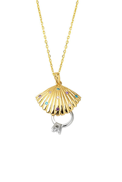 Bilezikci Tektaş Yüzüklü İstiridye Altın Kolye